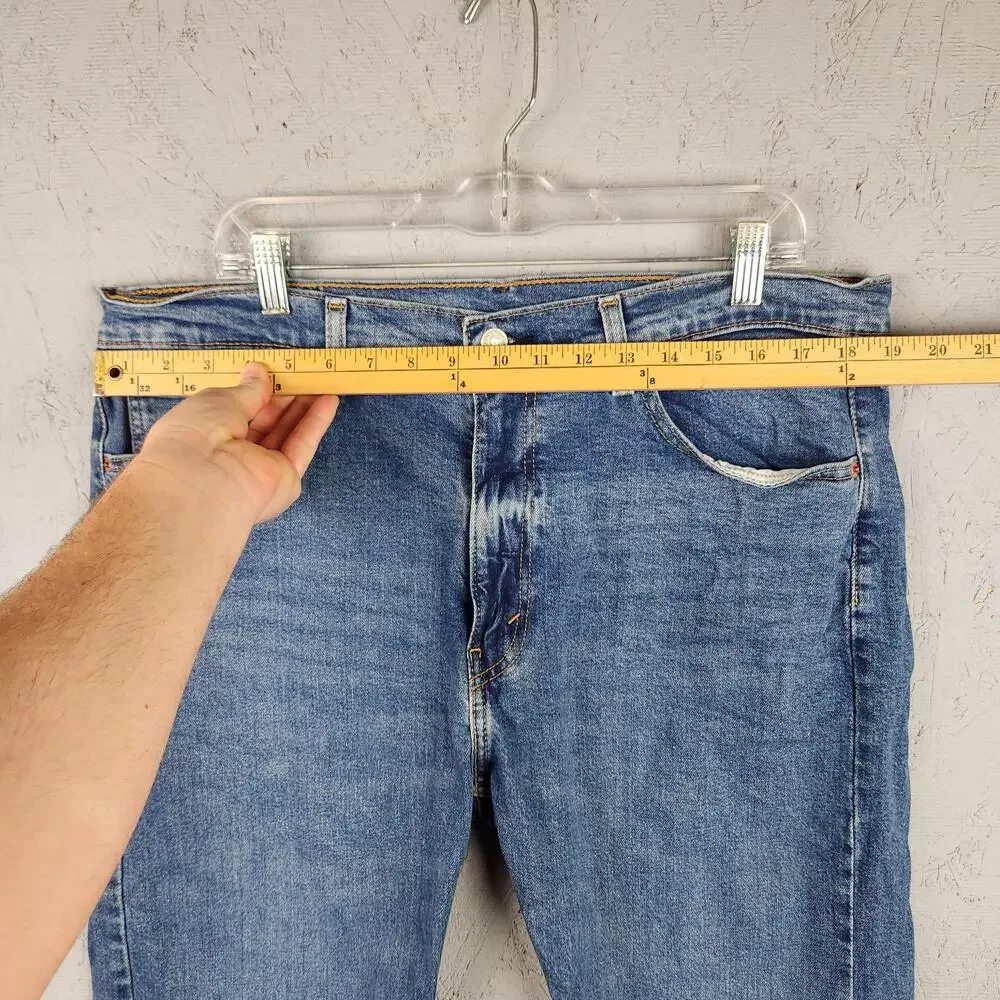 Levis 505 Jeans Mens 38x30 Blue Denim Straight Leg Regular Fit Stretch Mid Wash